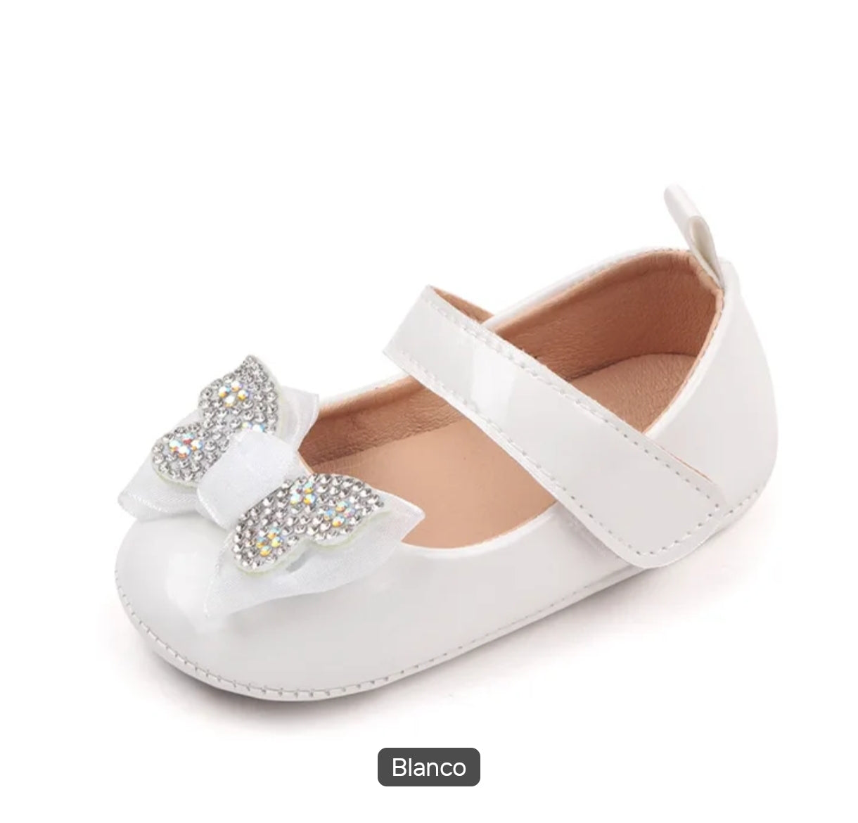 Acc. Zapato para bebe con diseño de moño con brillos