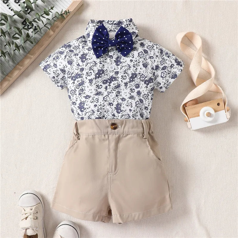 Body camisa estampado y moño+ short