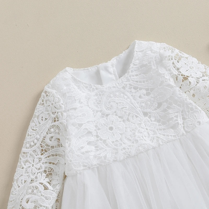 Vestido blanco de renda y tul