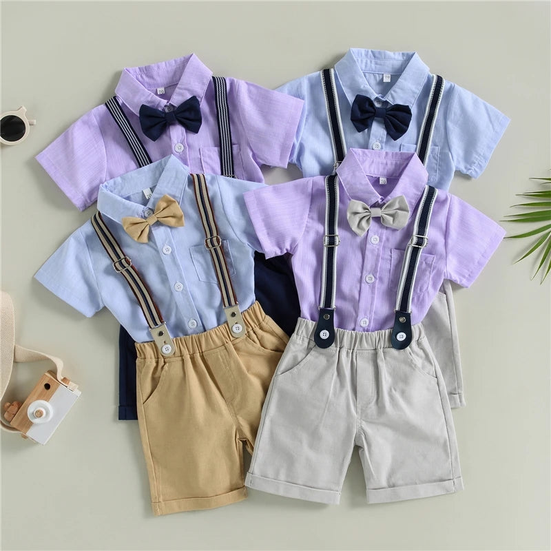 Body camisa con moño + short con suspensorio