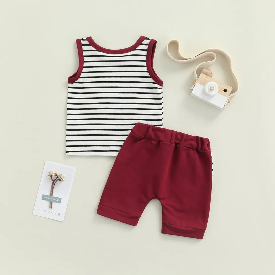 Remera a rayas sin mangas+ short