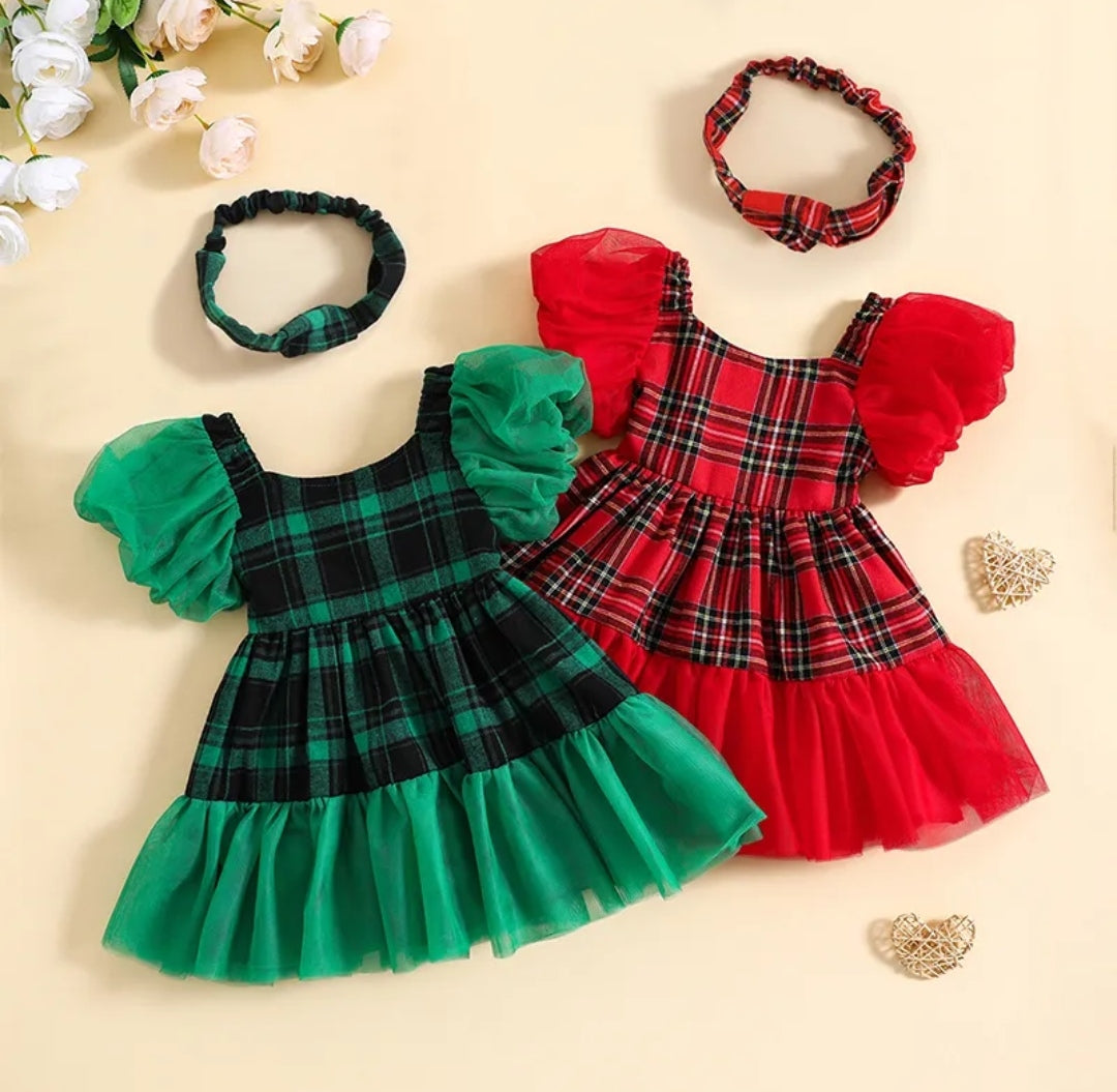 Vestido navideño a cuadro