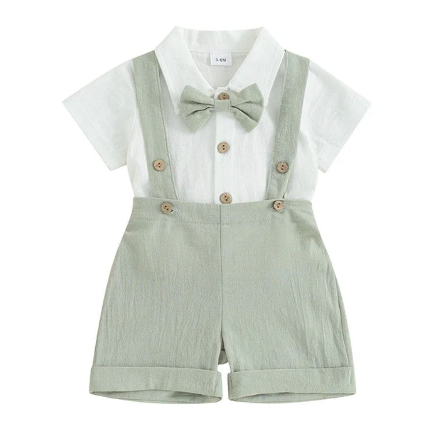 Body camisa de lino, short con tiras