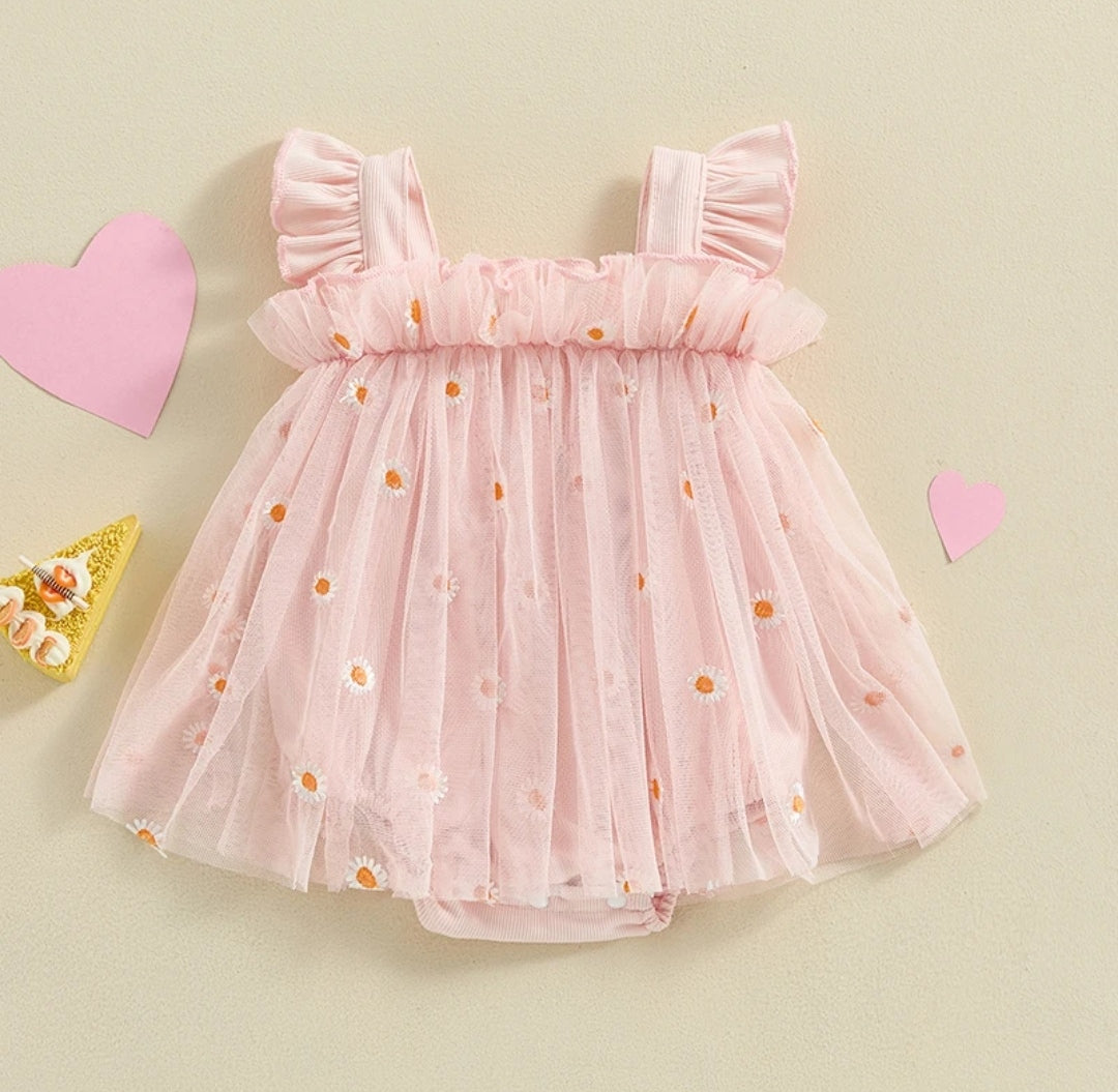 Body vestido de tul con diseño de margaritas