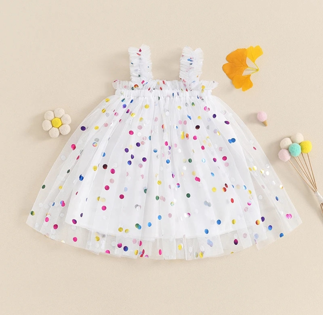 Vestido de tul con puntos coloridos