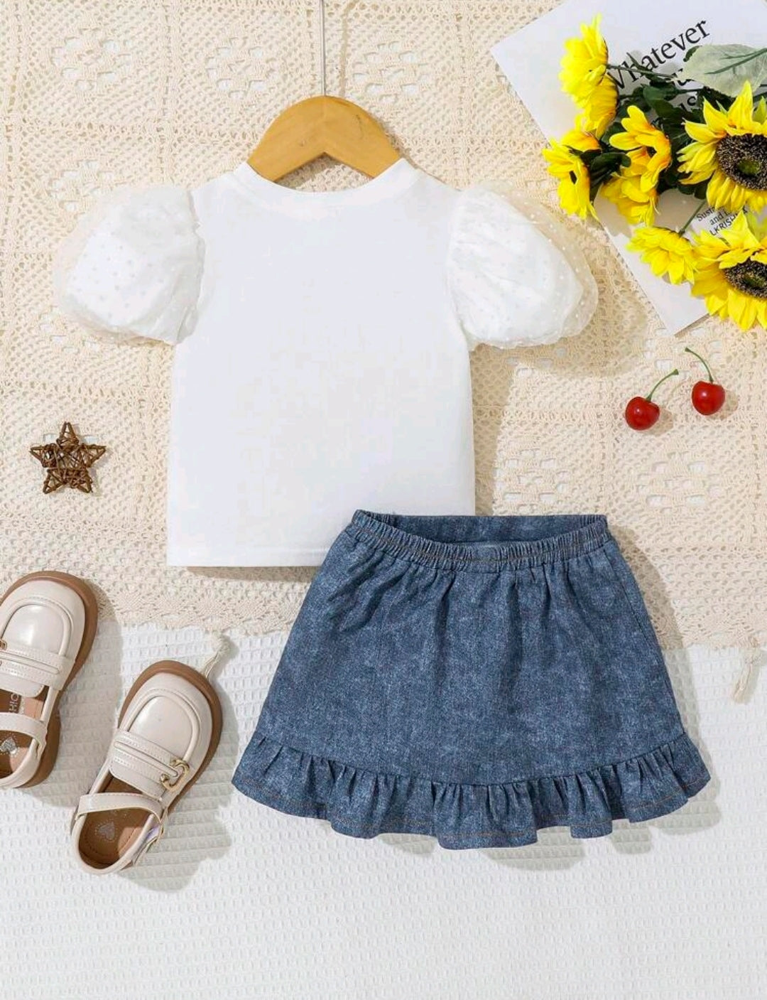 Blusa mangas Puff + falda