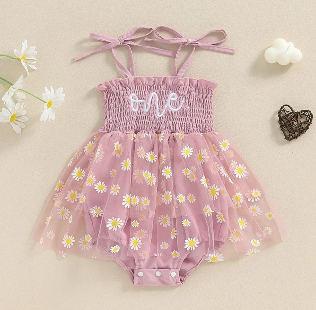 Body vestido one de tul con diseño de flores