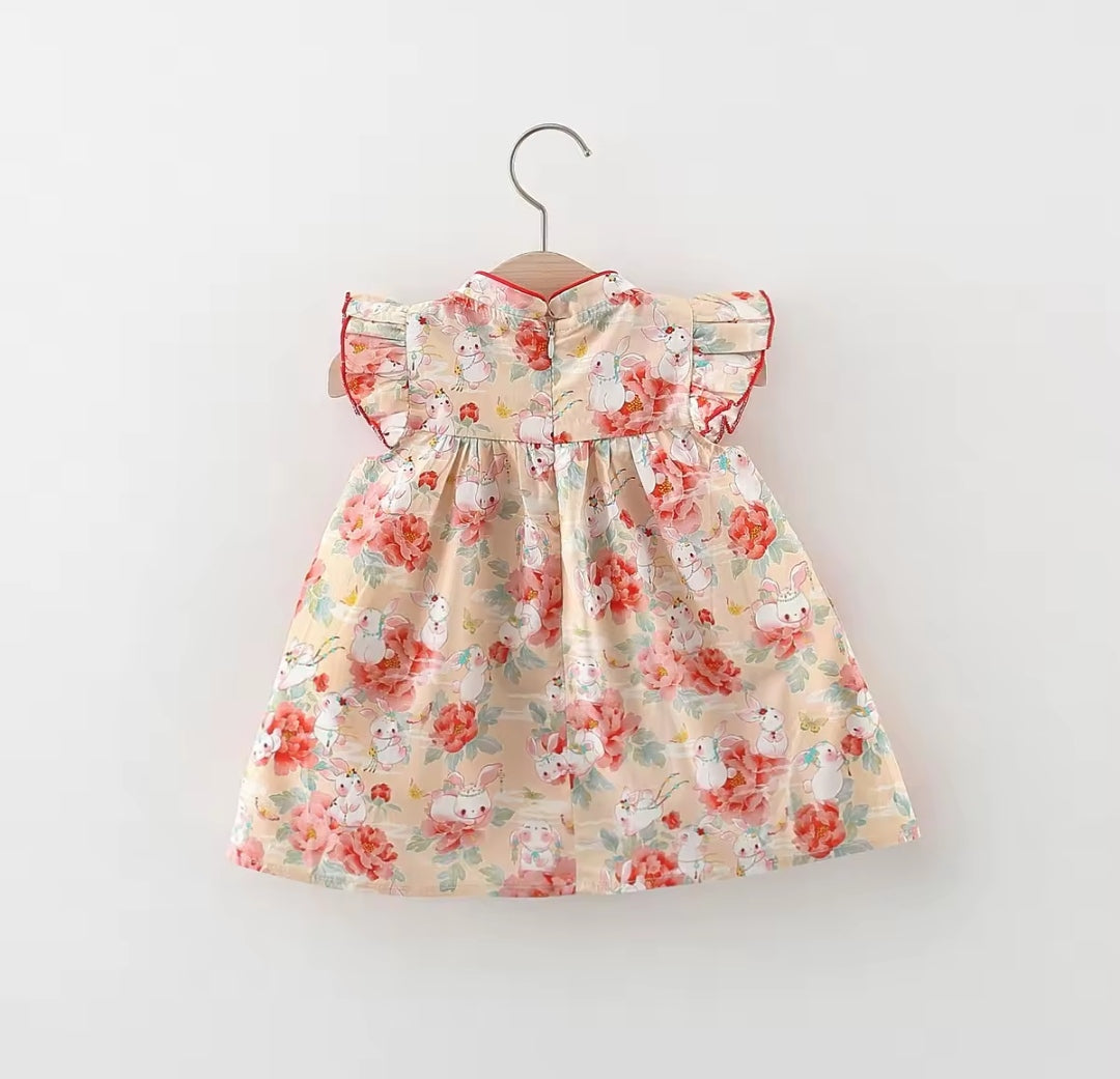 Vestido bebé Floral con lazo