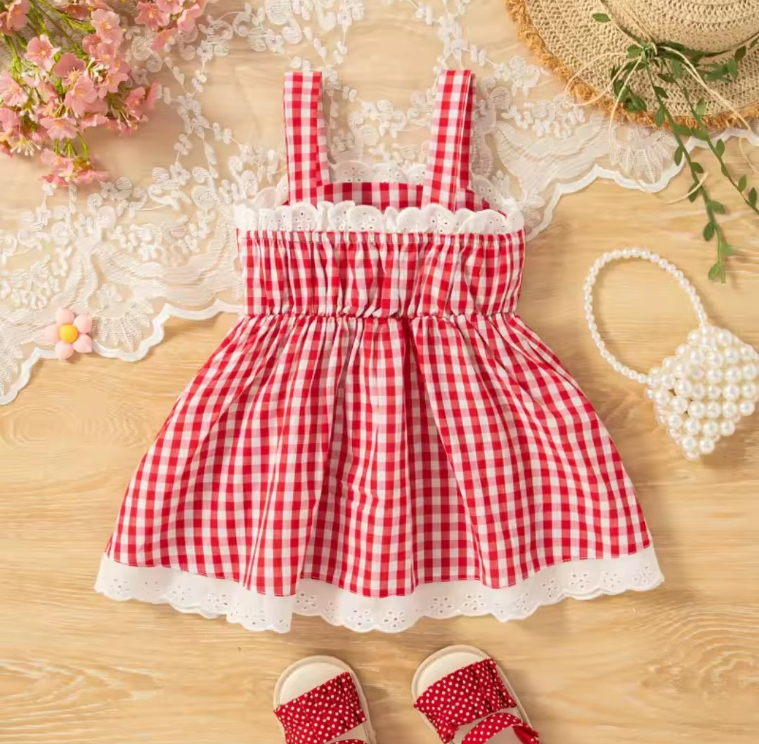 Vestido bebé de tiritas a cuadro