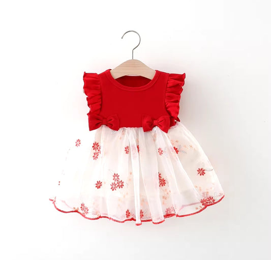 Vestido bebé con bordados de flores