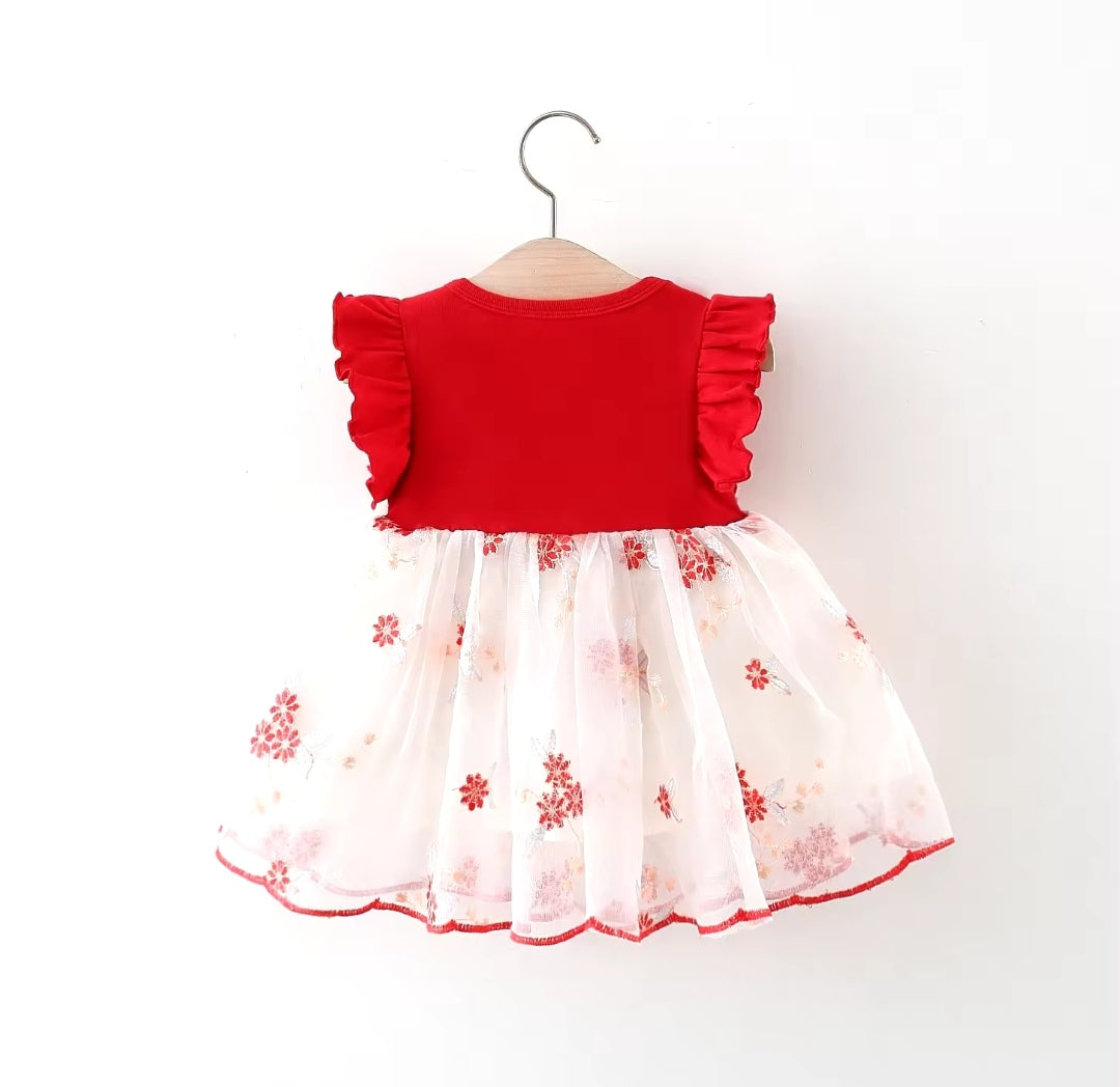 Vestido bebé con bordados de flores