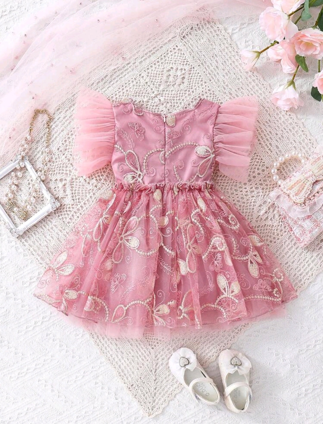 Vestido bebé elegante de tul y bordados