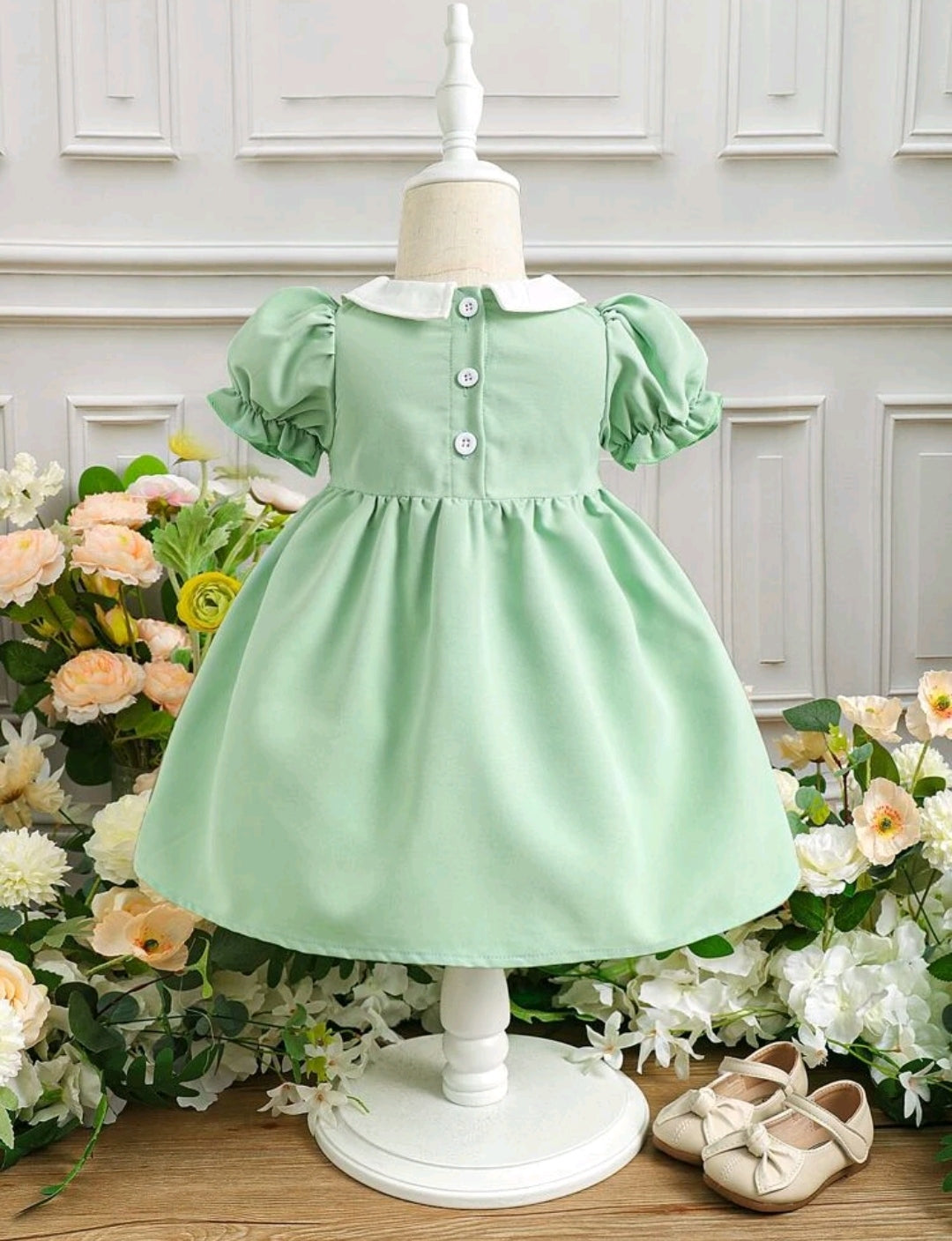 Vestido bebé mangas farol