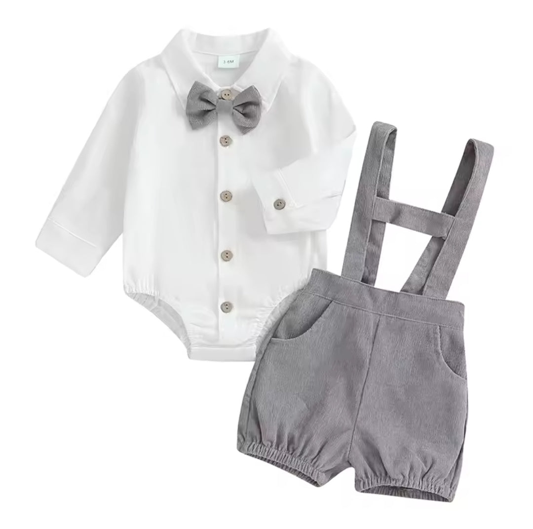 Body camisa + short con tirantes de corderoy