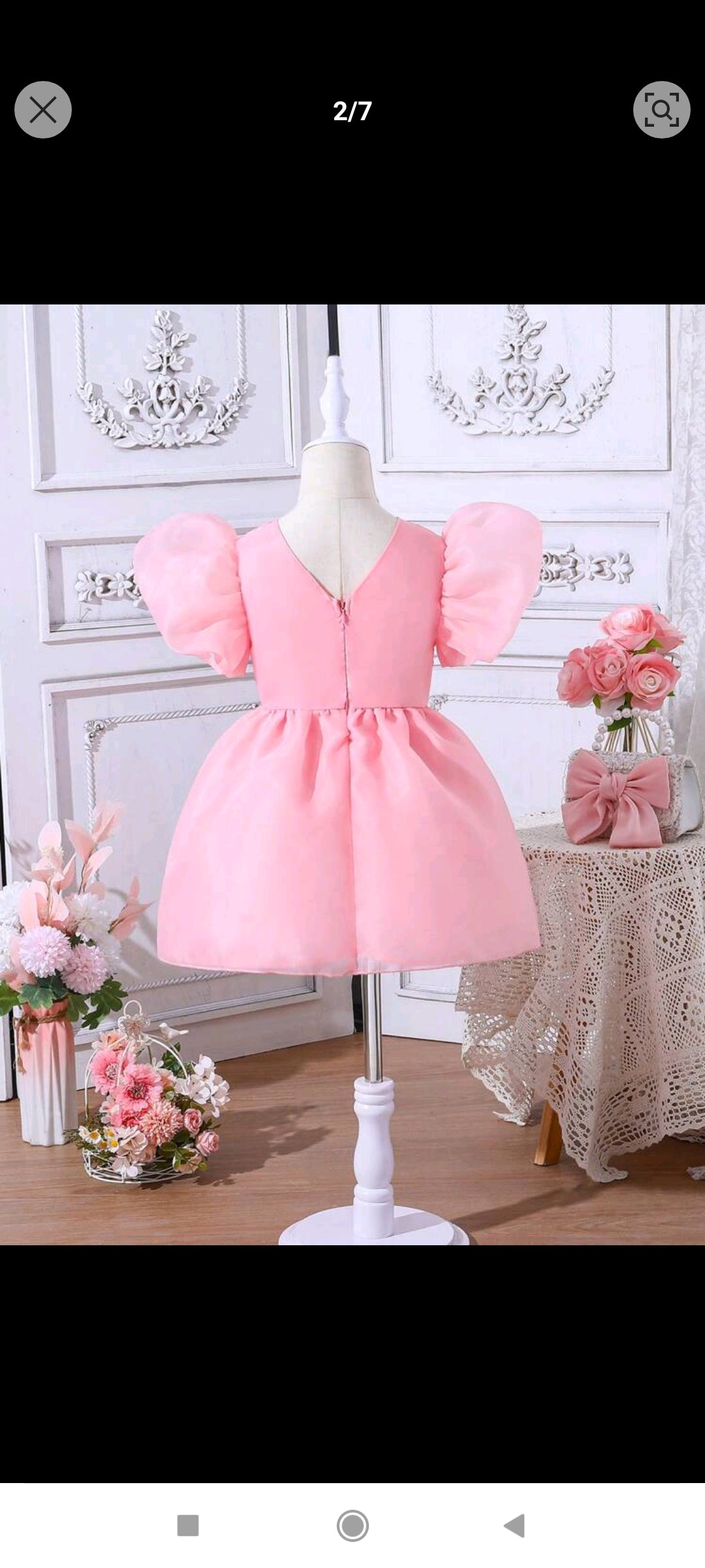 Vestido liso con mangas bufantes