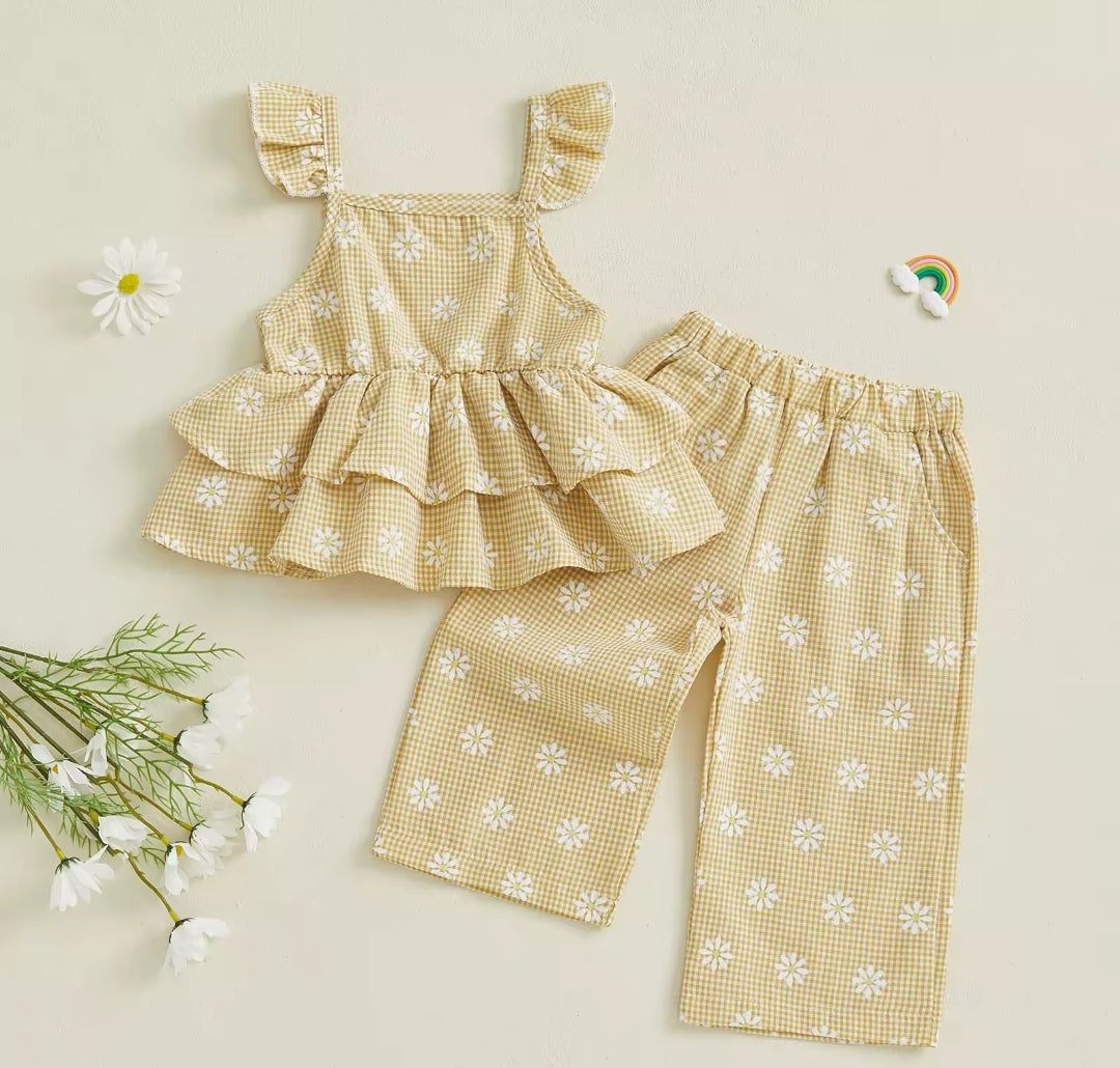 Blusa + pantalón con estampado de flores