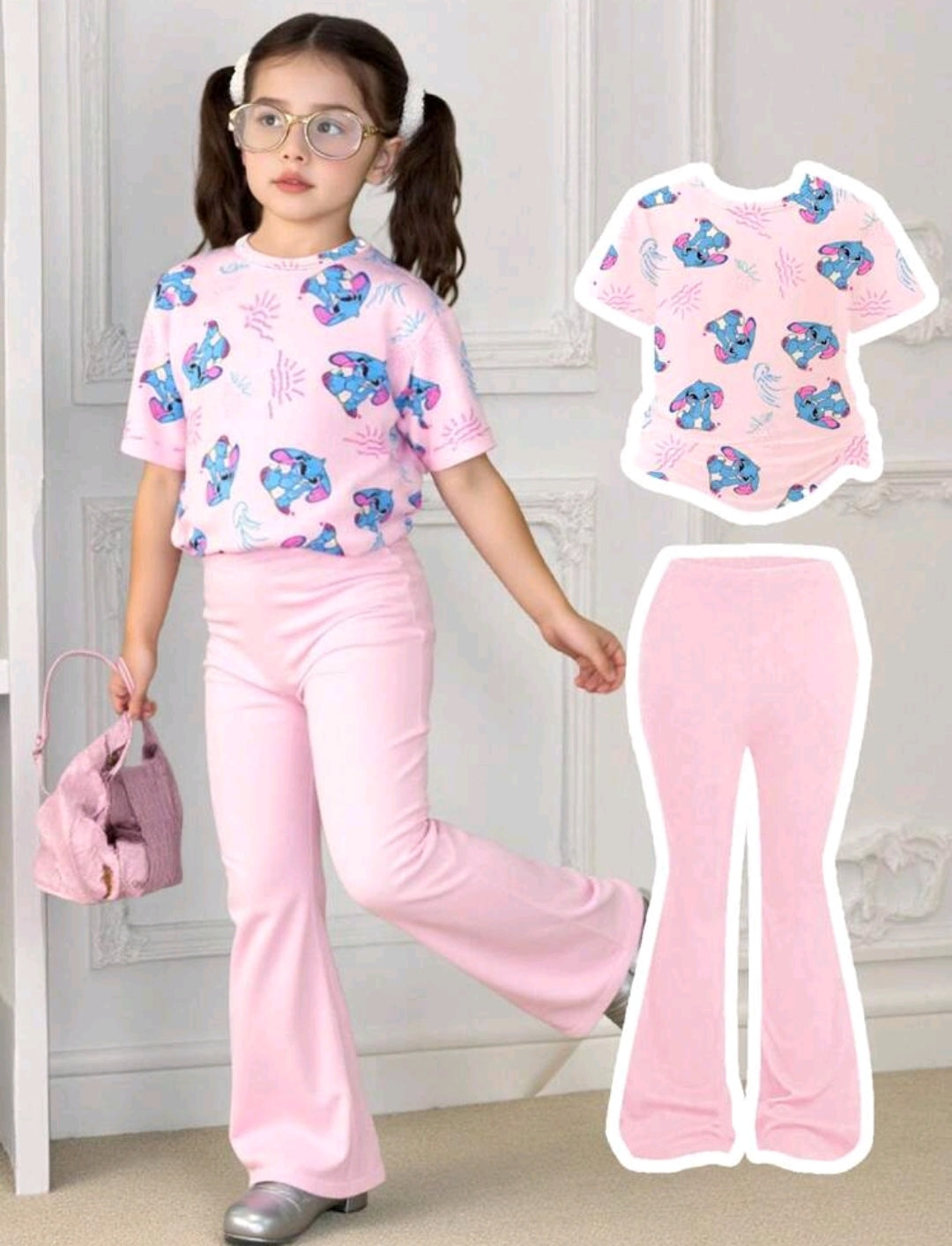 Remera con diseño + pantalón acampanado