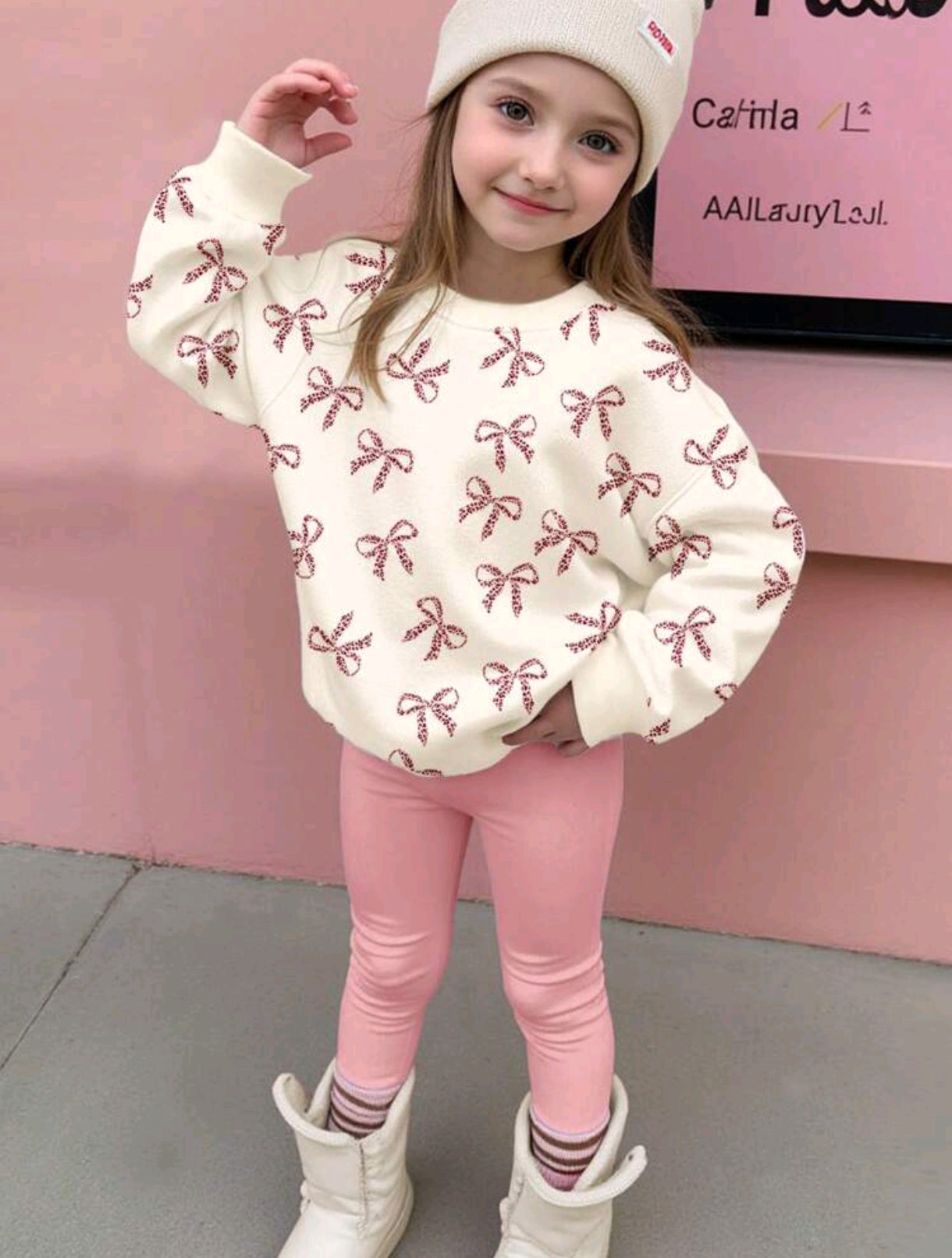 Mangas largas con estampado de moños + leggins