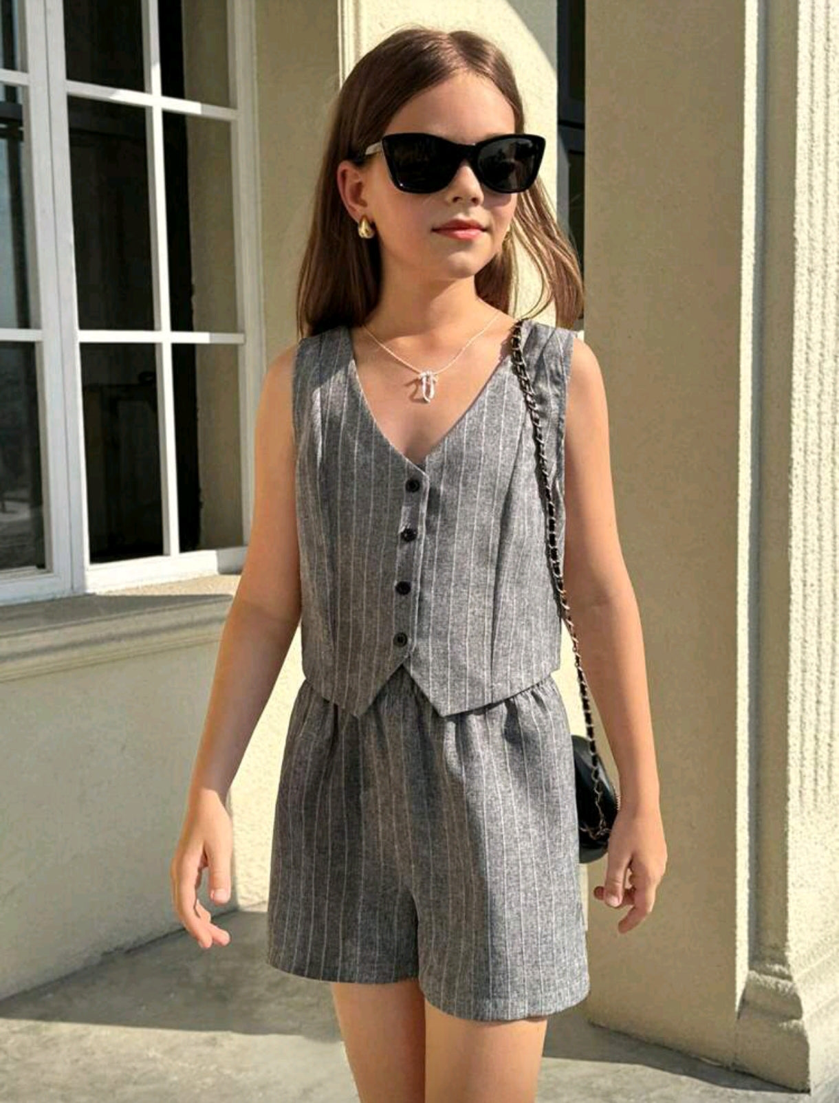 Chaleco a rayas + short