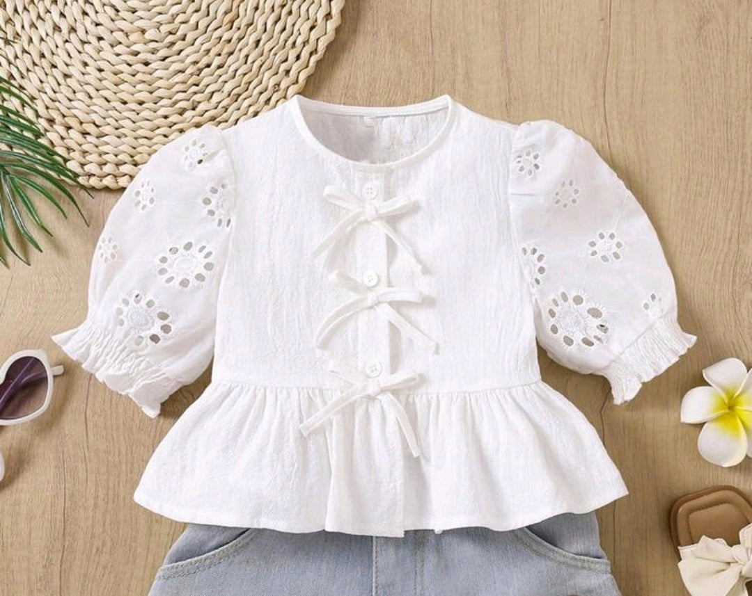 Camisa con mangas de broderie