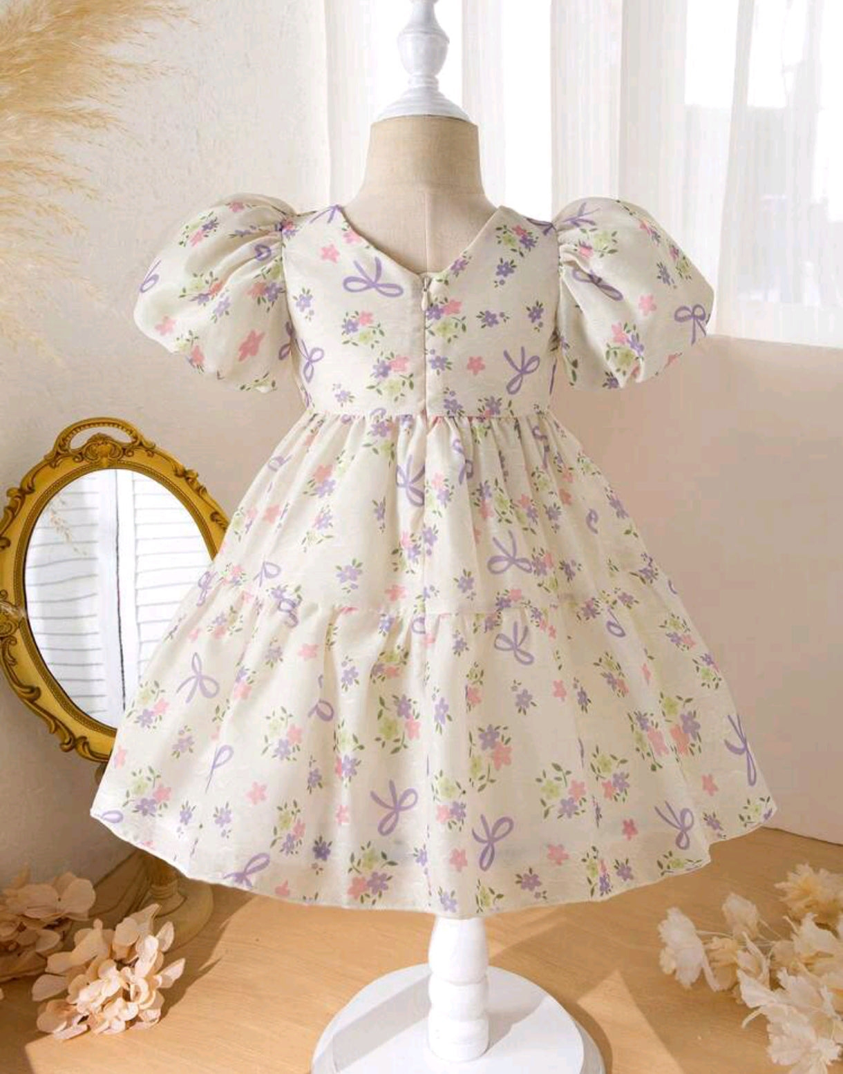 Vestido Mangas abullonadas con estampa floral