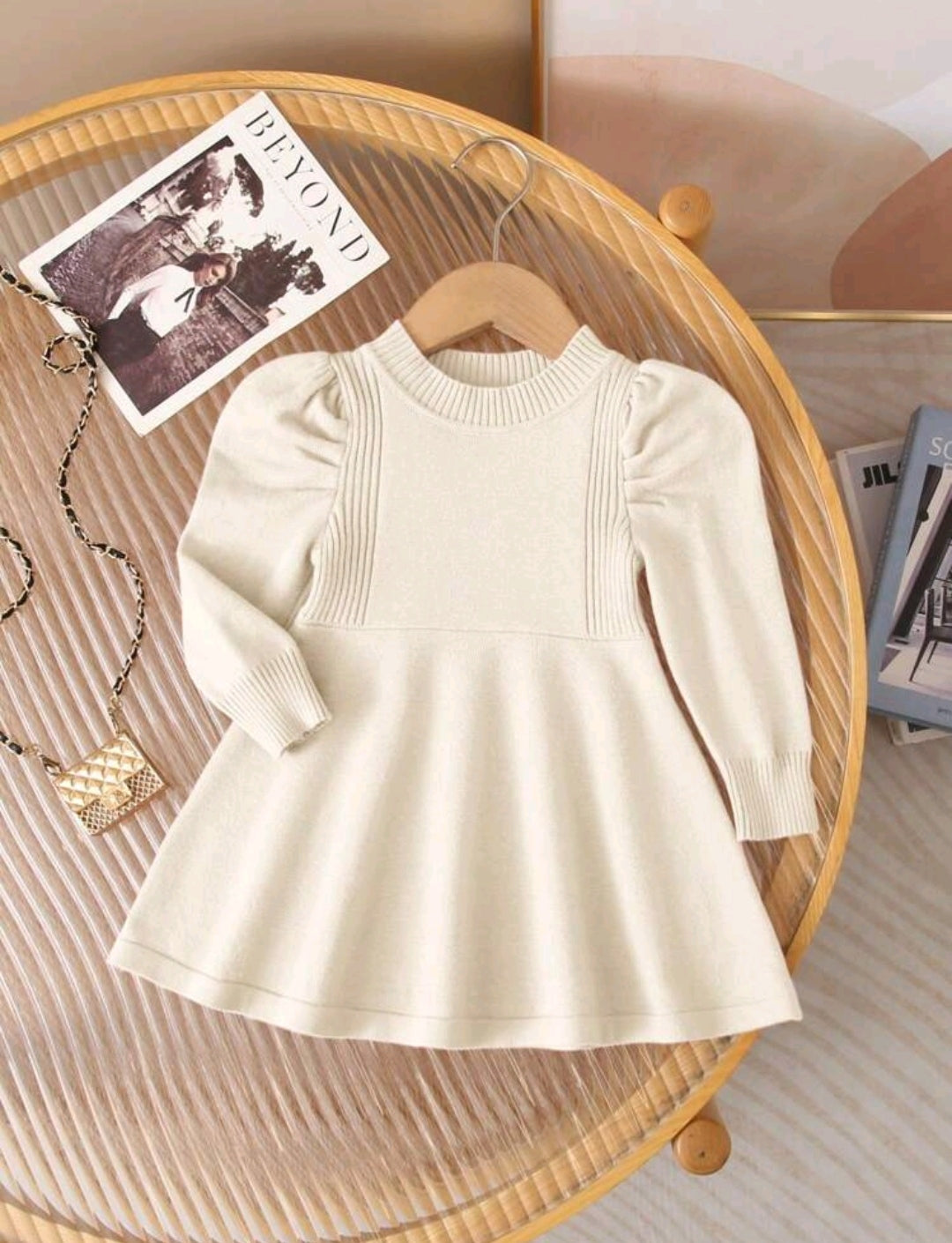 Vestido mangas largas de hilo