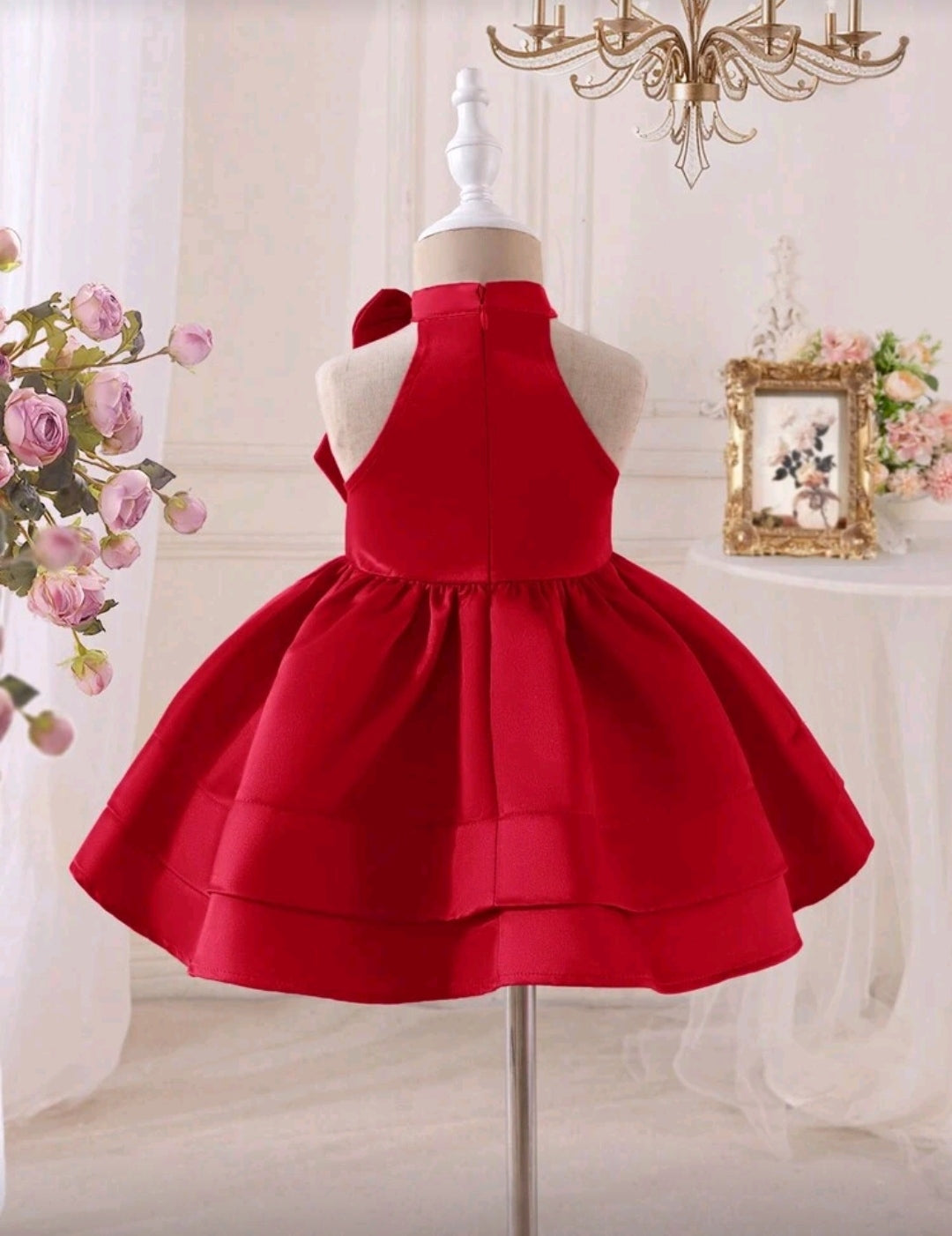 Vestido para bebé de satén con lazo