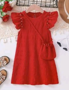 Vestido con detalles en perlitas+ bolsito