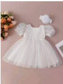Vestido blanco bebé con tul