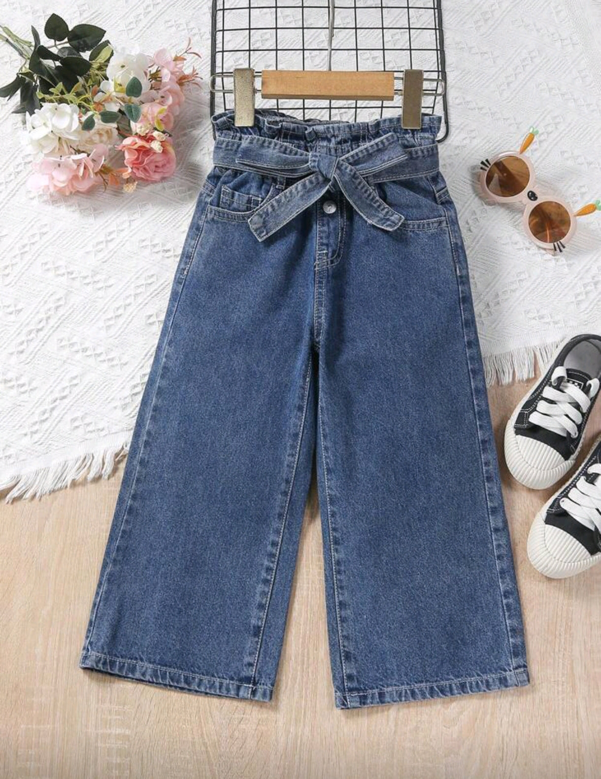 Pantalón de Jeans wide leg con cinto