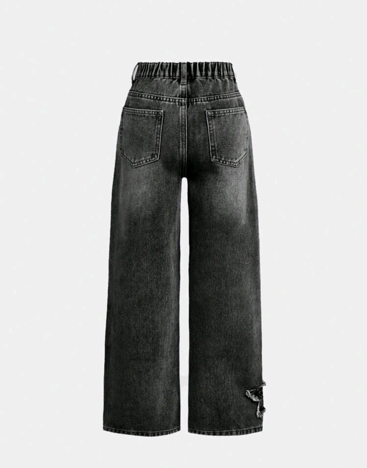 Pantalón de Jeans recto preadolescente, color negro desgastado