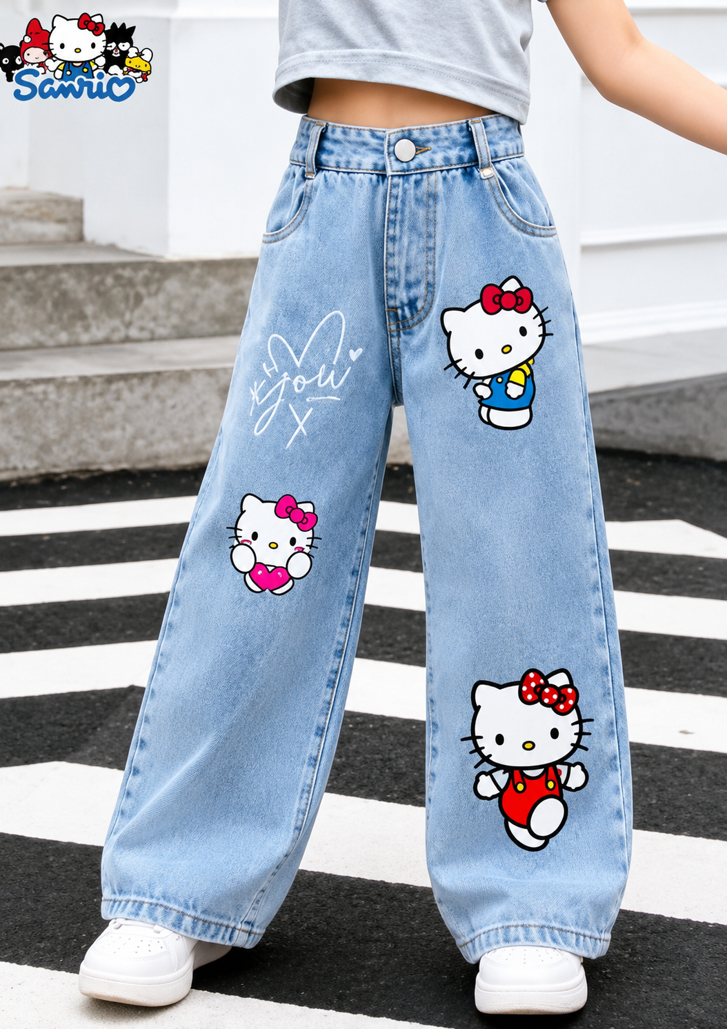 Pantalón De Jeans Wide leg con diseños
