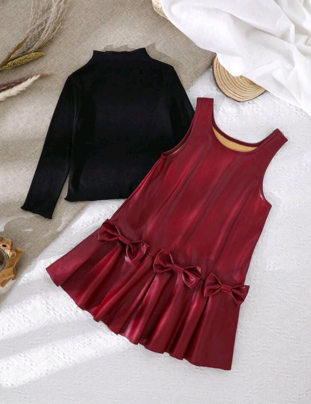 Mangas largas+ vestido de cuerina