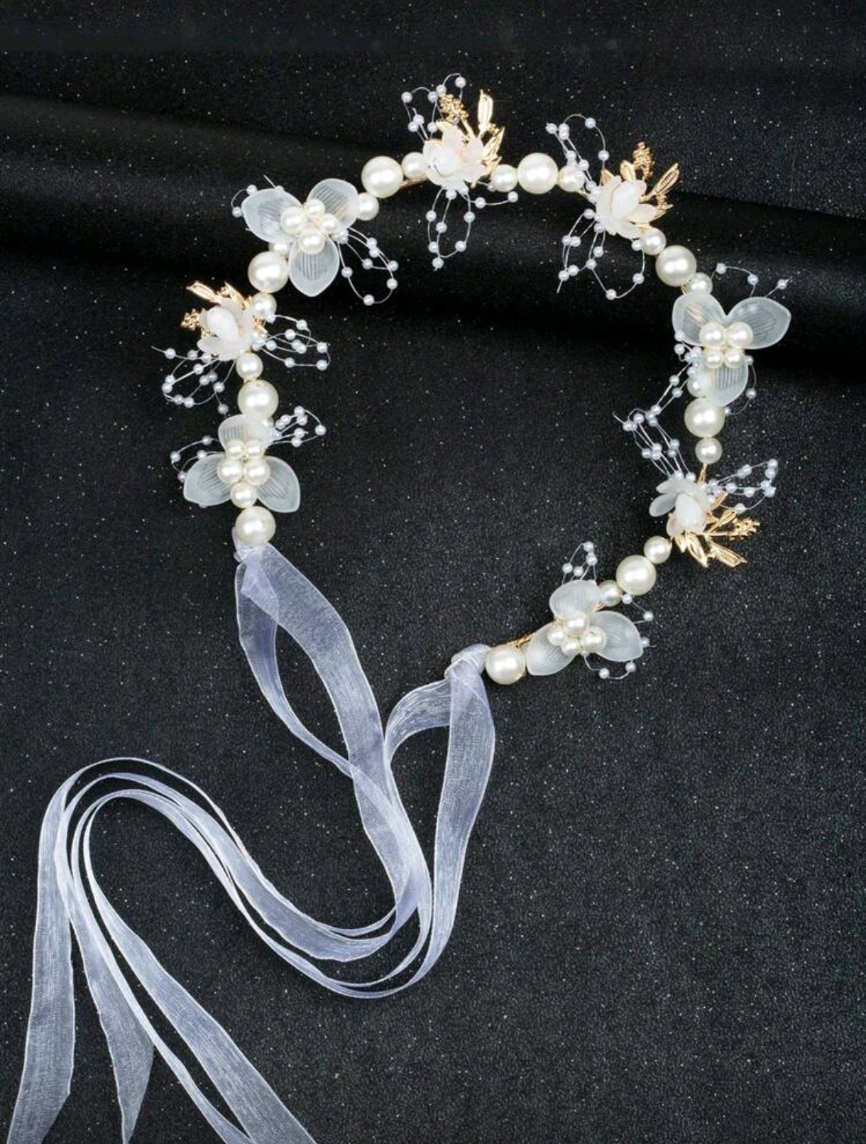 Acc. Diadema floral de perlitas