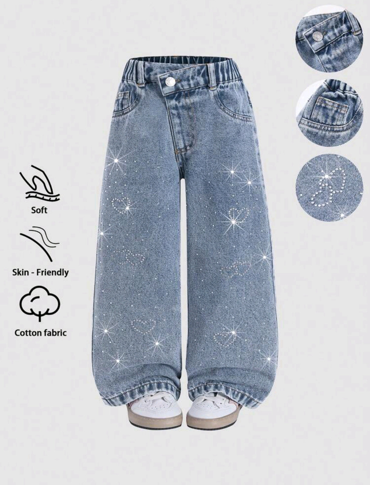 Pantalón de Jeans con detalles de brillos