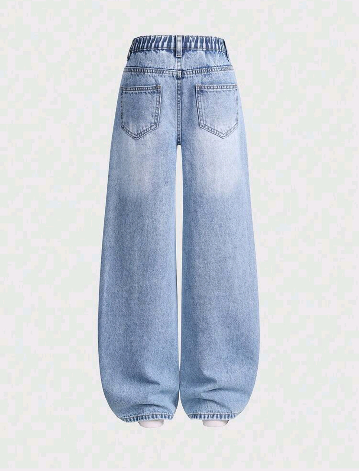 Pantalón de Jeans preadolescente pierna ancha, detalles floral
