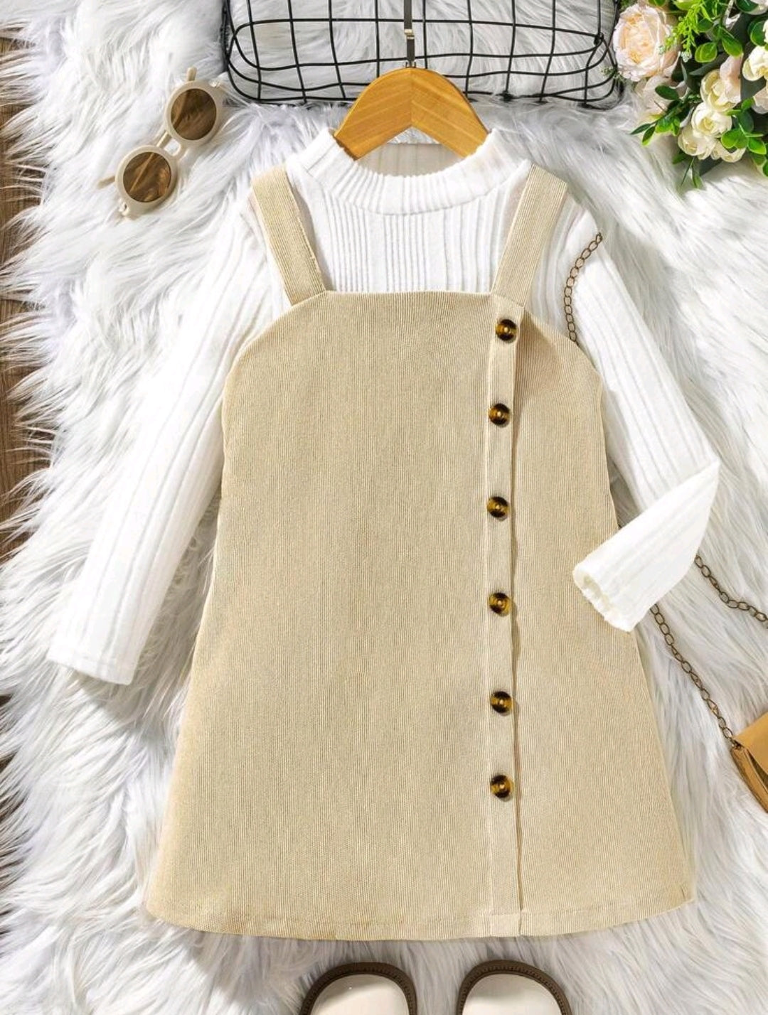 Mangas largas + vestido de corderoy