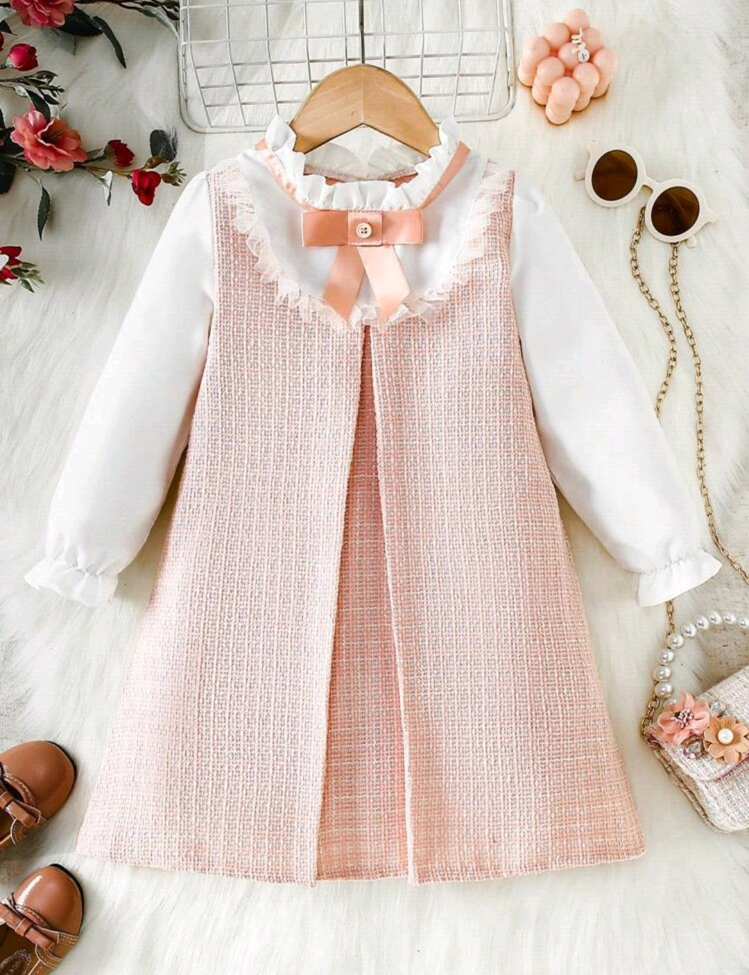 Vestido mangas largas de hilo