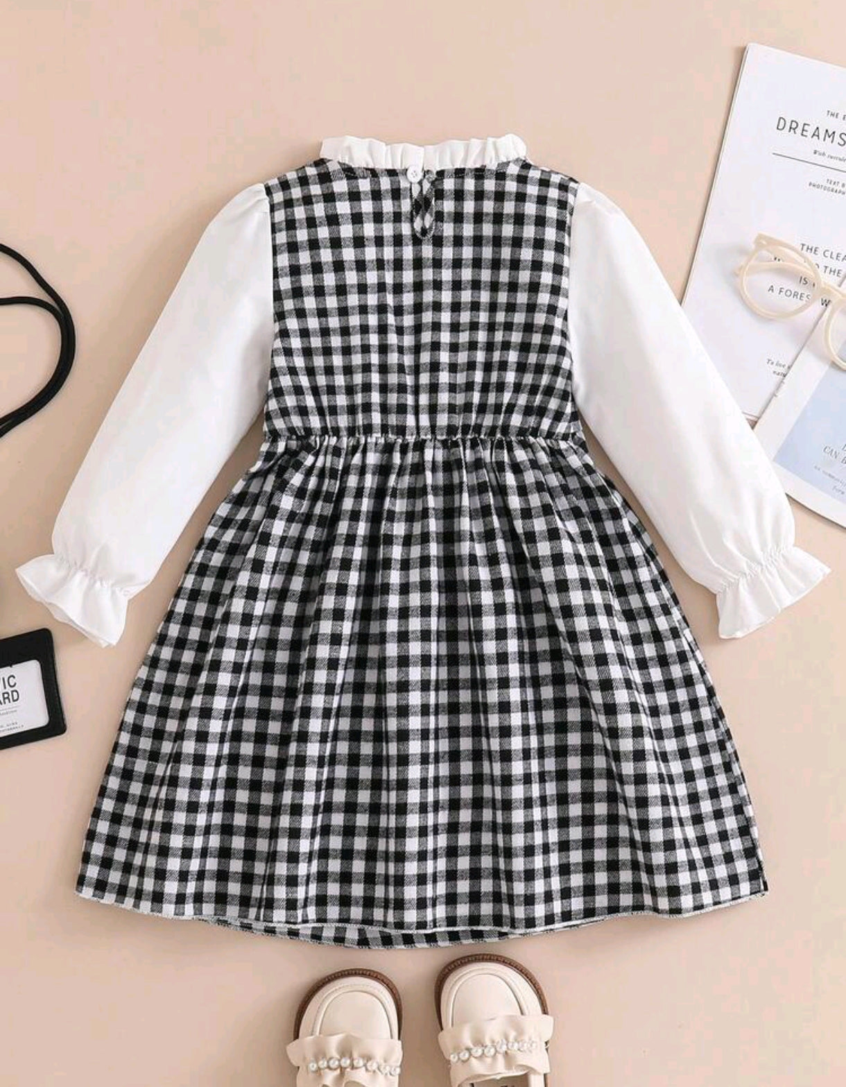Vestido Mangas largas a cuadro