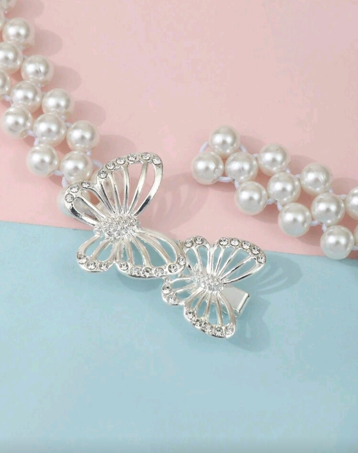 Acc. Cinto de perlitas con hebilla de mariposa