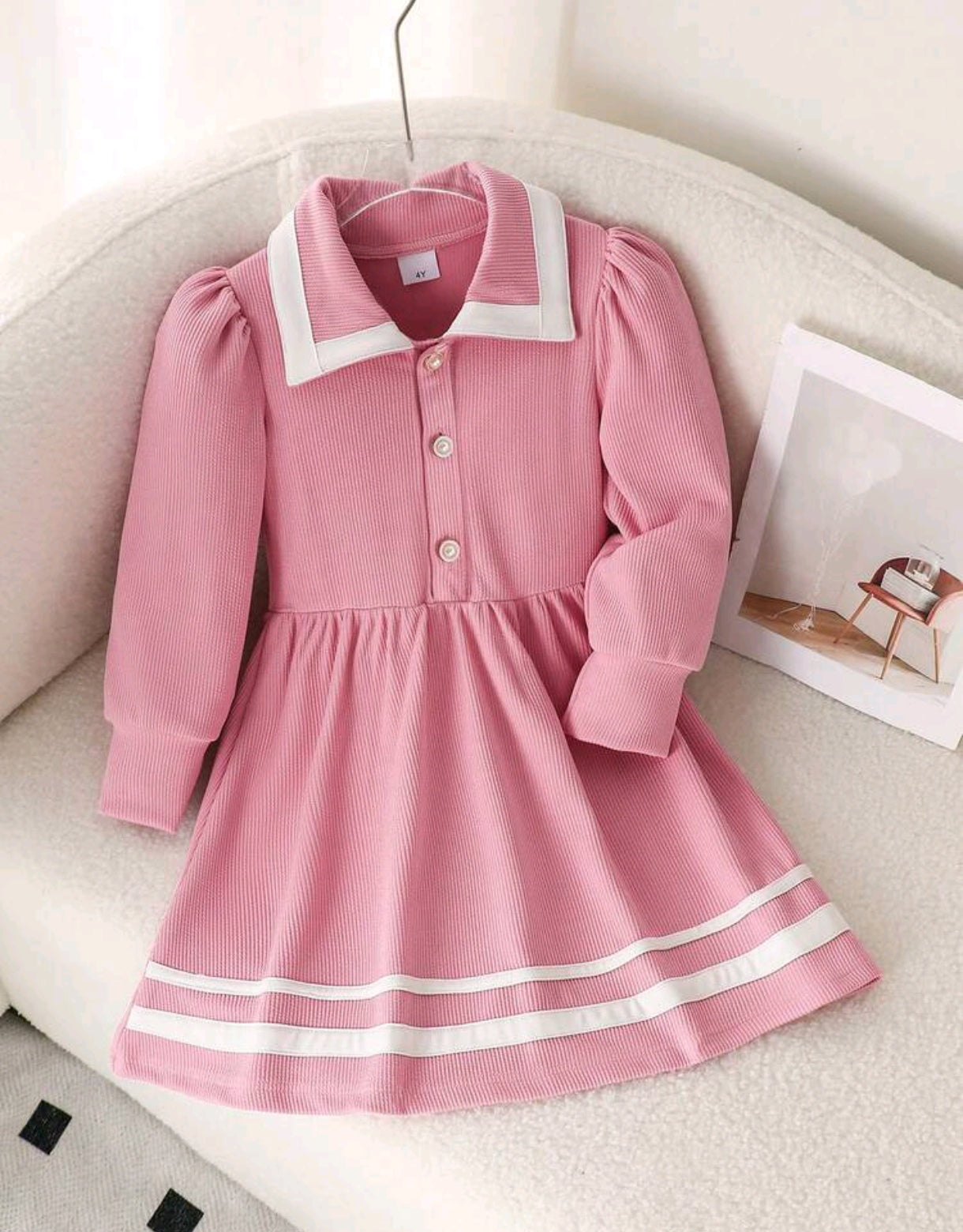 Vestido Mangas largas con cuello y botones