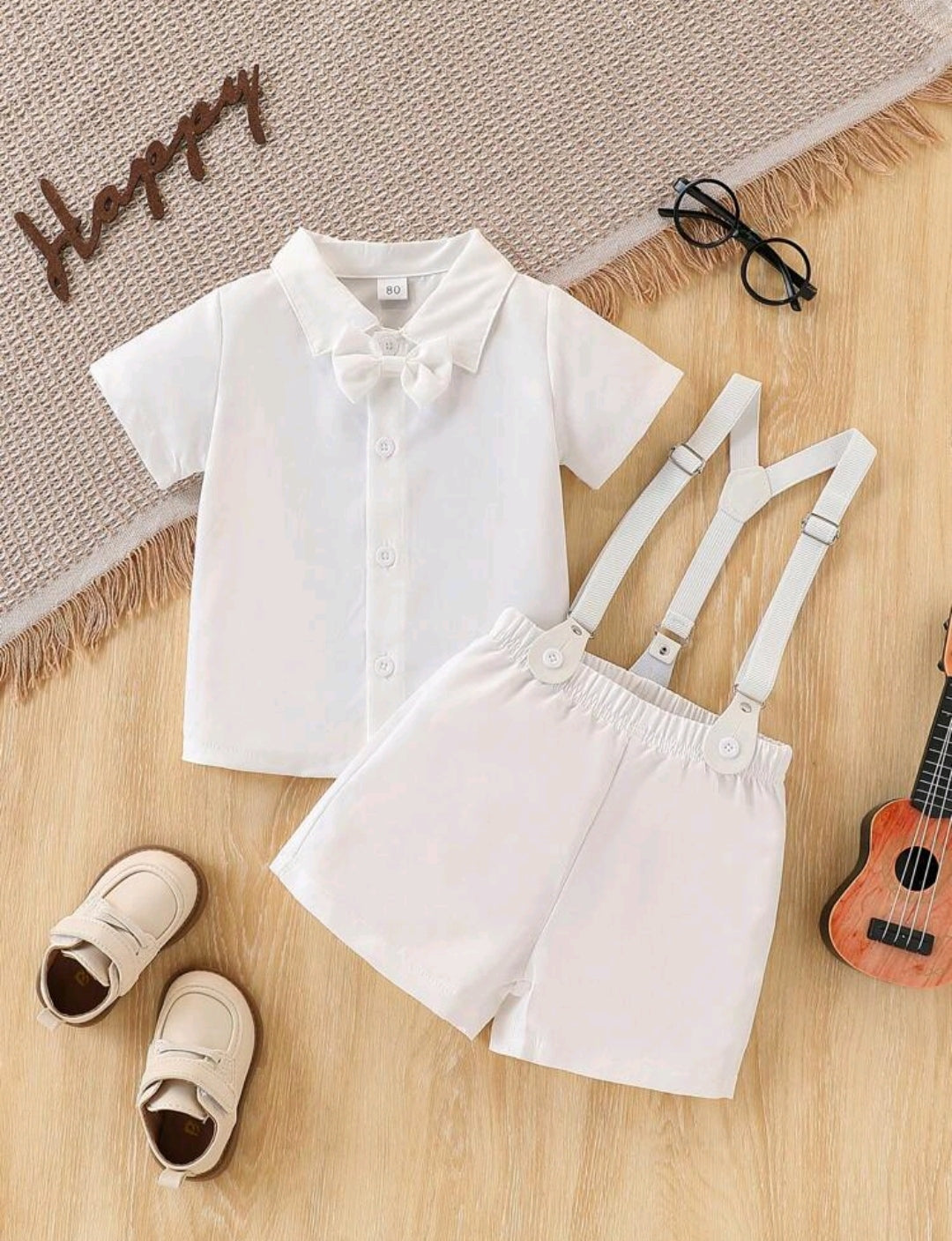 Camisa con cuello y moño + short+ suspensorio