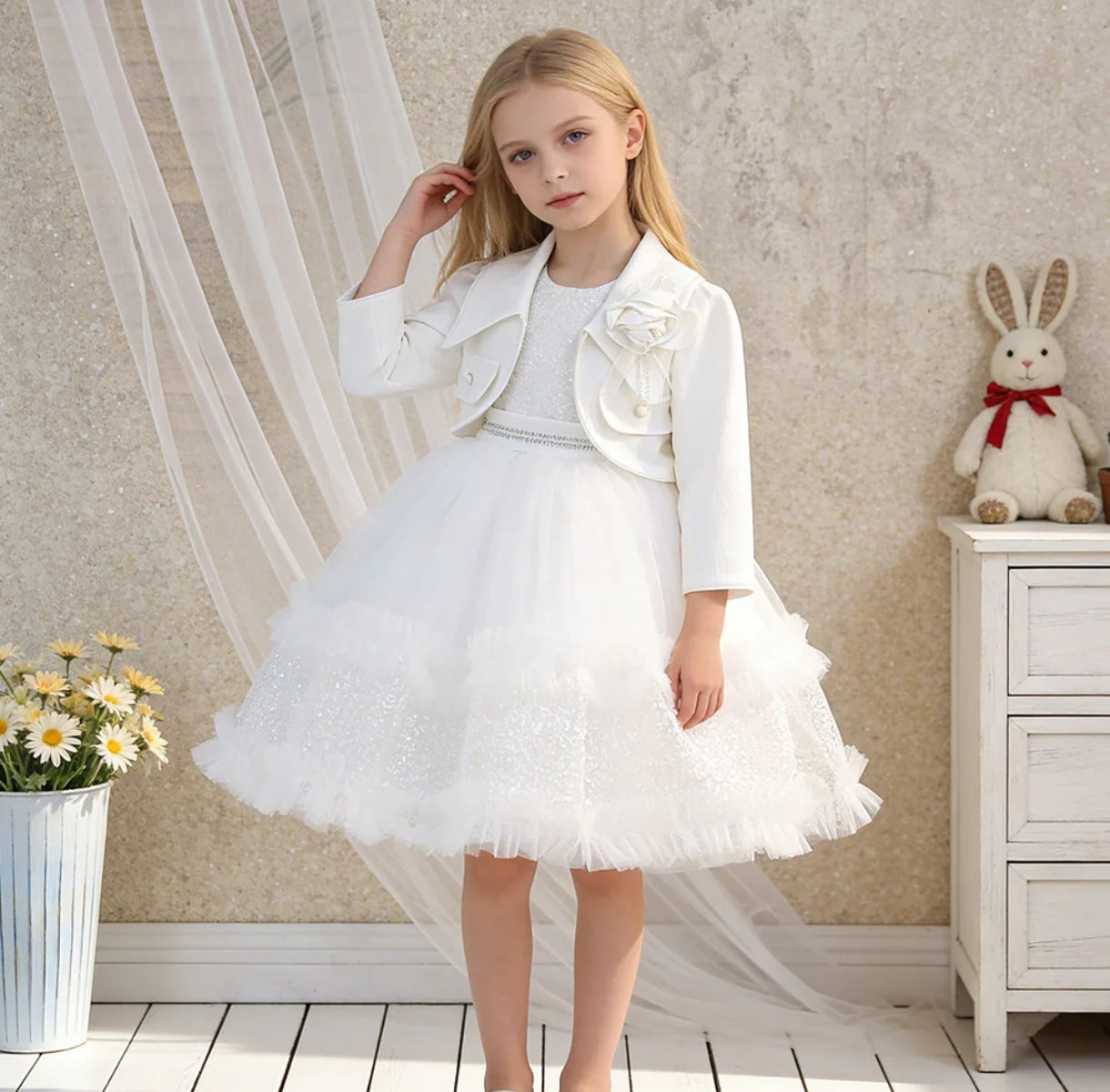 Vestido Blanco Elegante+ Saquito