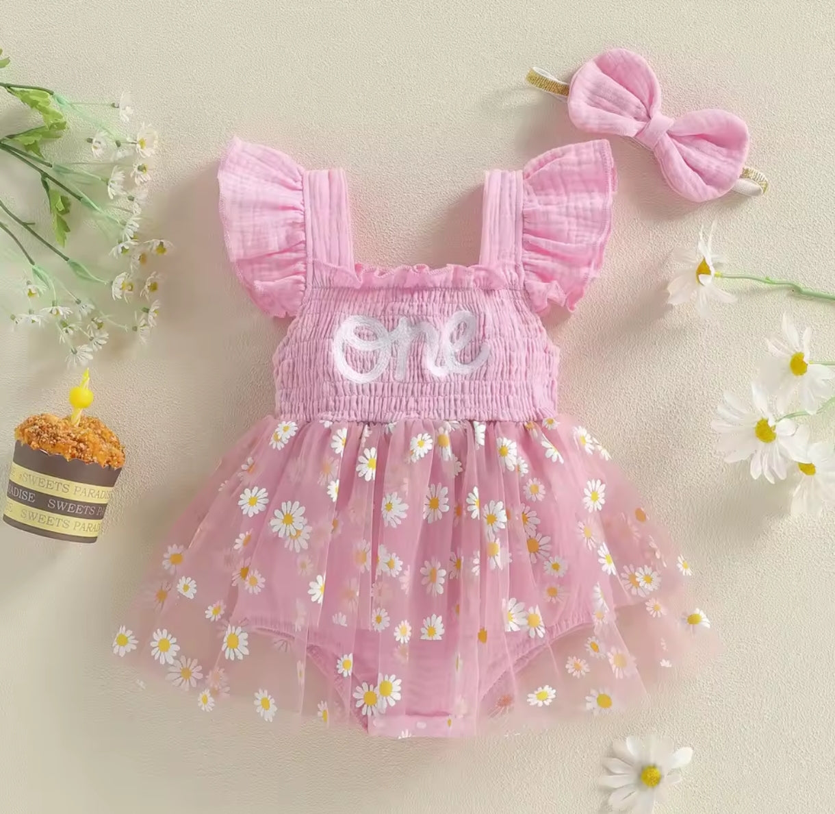 Body vestido One con diseño de margaritas