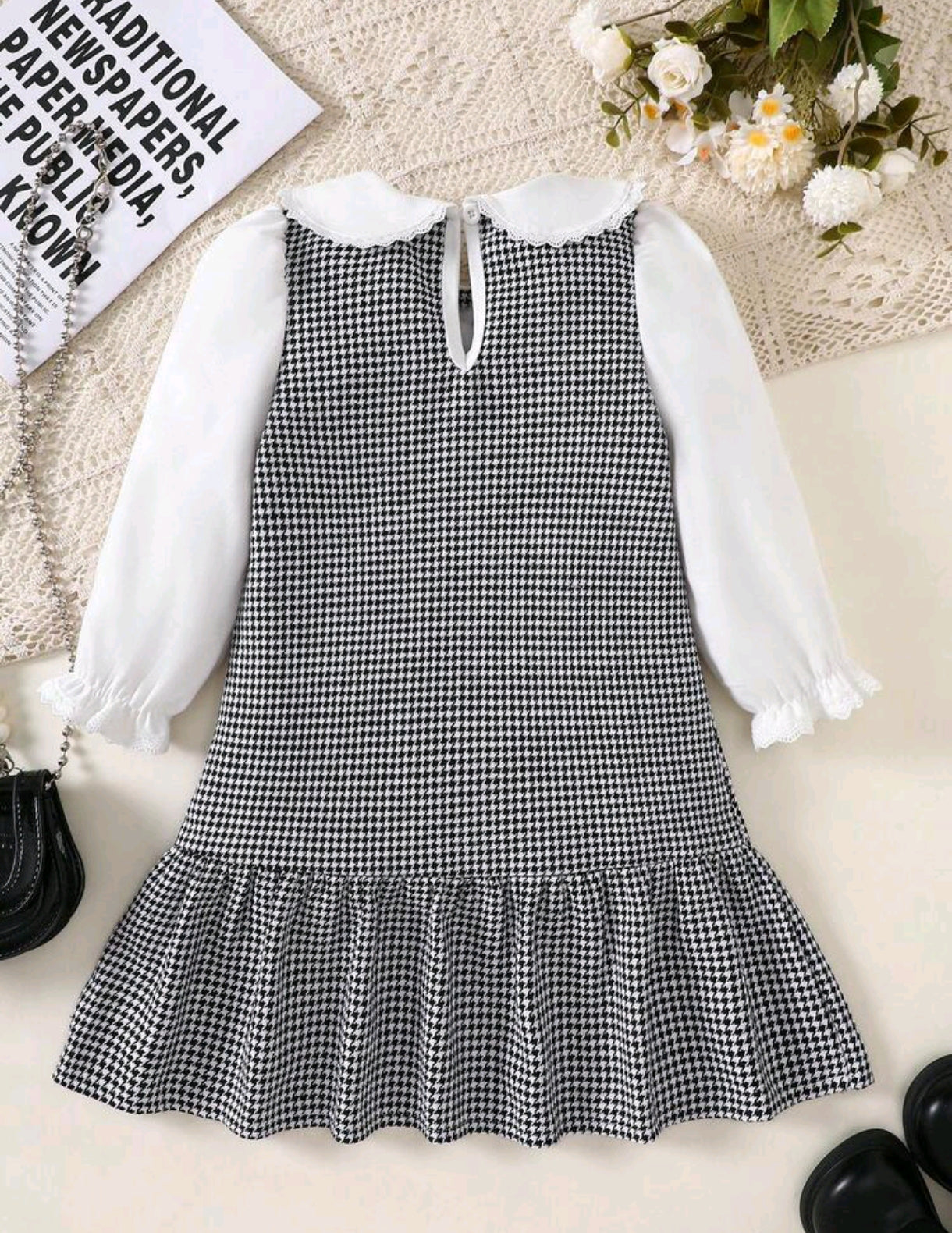Vestido Chic mangas largas a cuadro