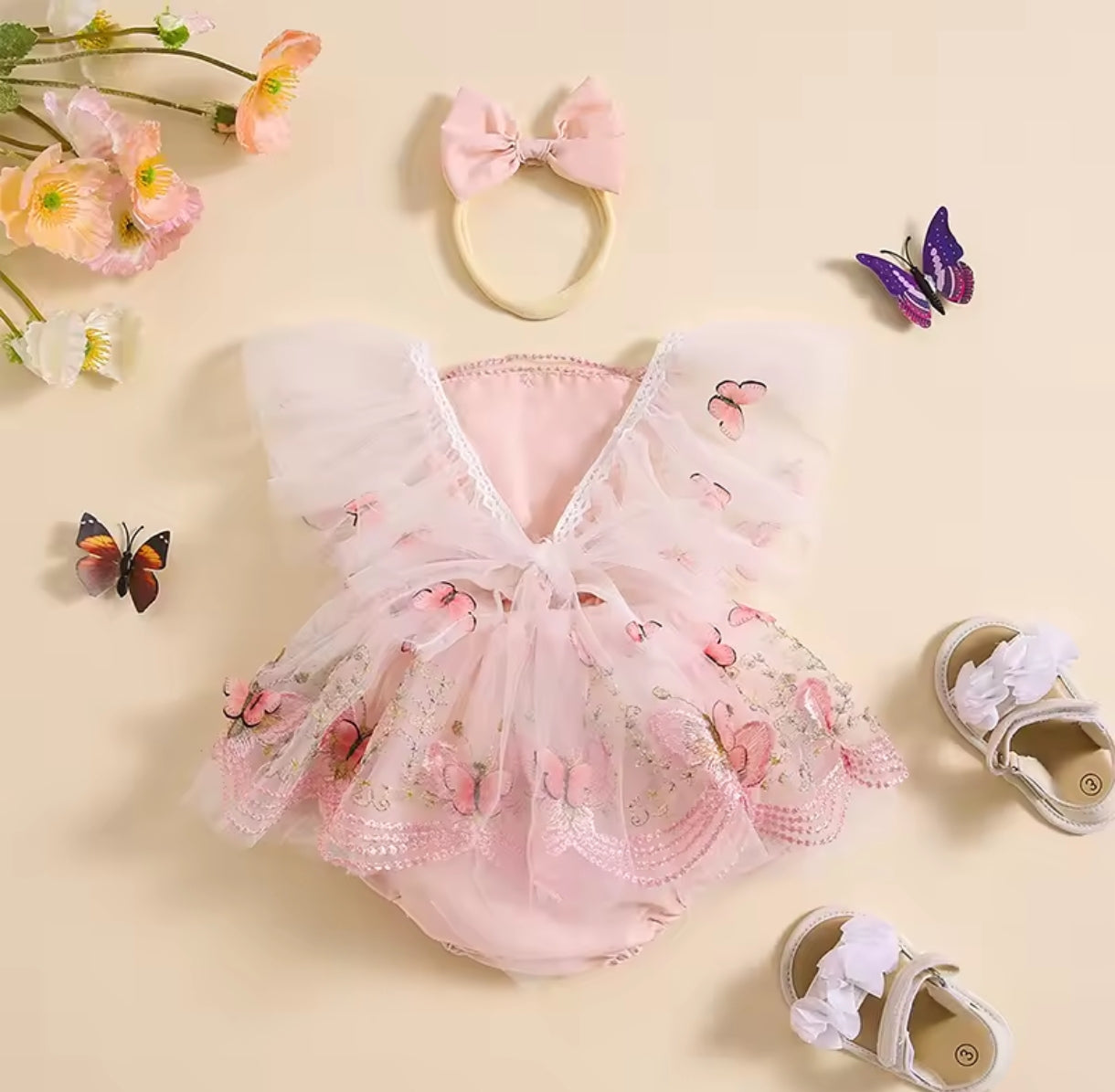 Body Vestido con bordados de mariposas