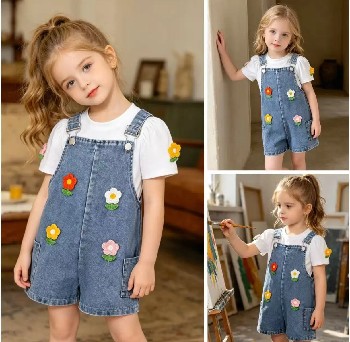 Remera blanca con detalles en flores