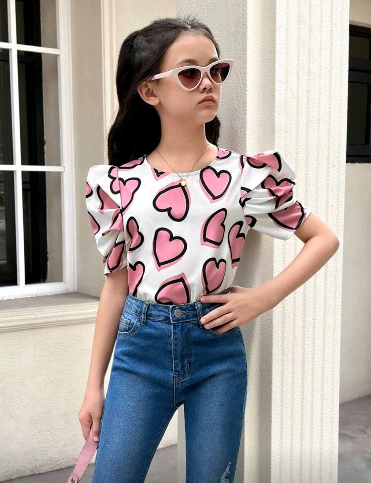 Blusa con estampa de corazon