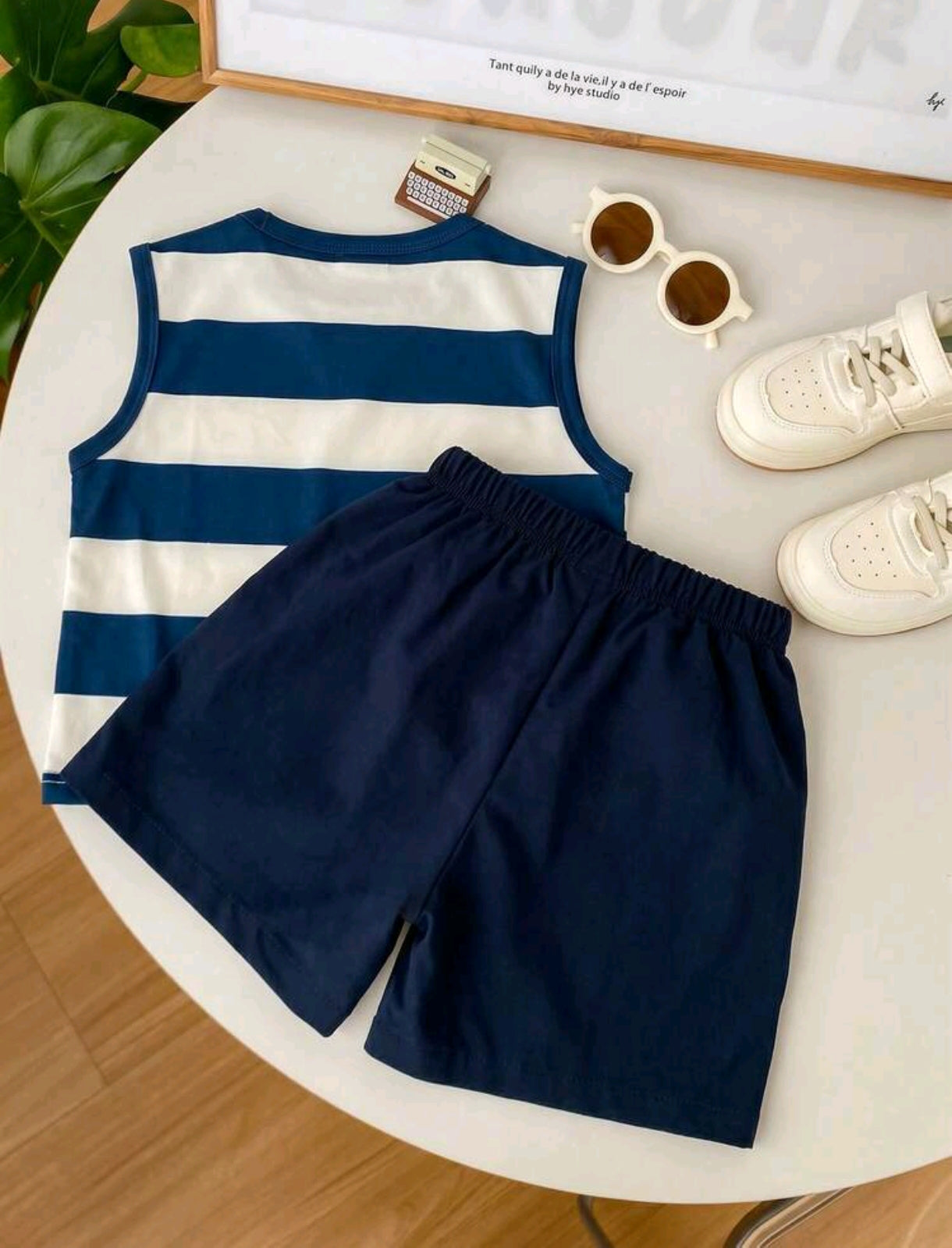 Remera sin mangas a rayas+ short