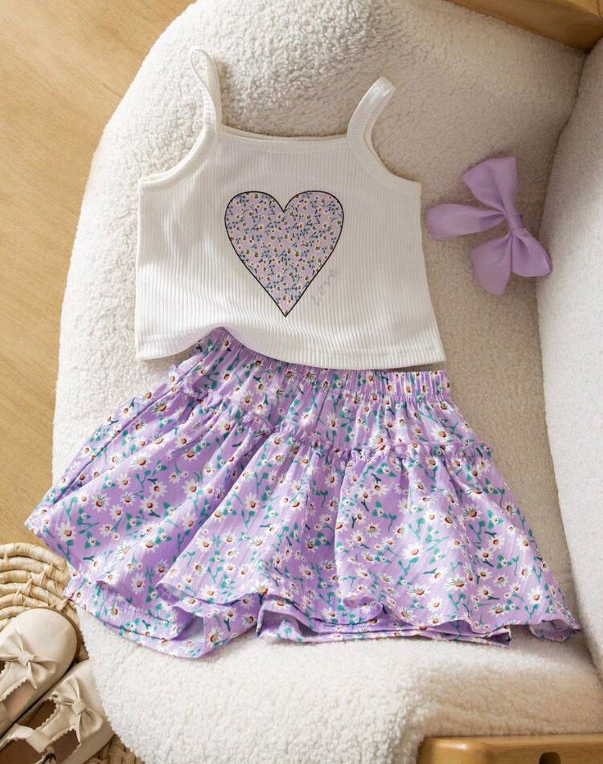 Blusita de tiritas + short pollera floral